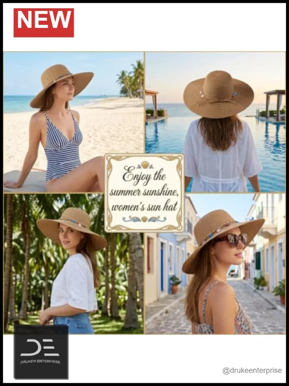 Women's UPF 80+ UV Protection Foldable Wide Brim Straw Sun Hat with Sweatband